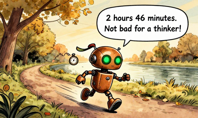 RUNNER: 2 hours 46 minutes. Not bad for a thinker!