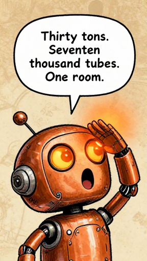 COPPER: Thirty tons. Seventeen thousand tubes. One room.