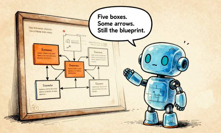 BLUEPRINT: Five boxes. Some arrows. Still the blueprint.