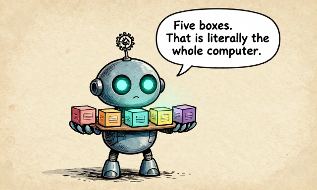 ARCHIE: Five boxes. That is literally the whole computer.