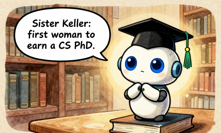 SCHOLAR-BOT: Sister Keller: first woman to earn a CS PhD.