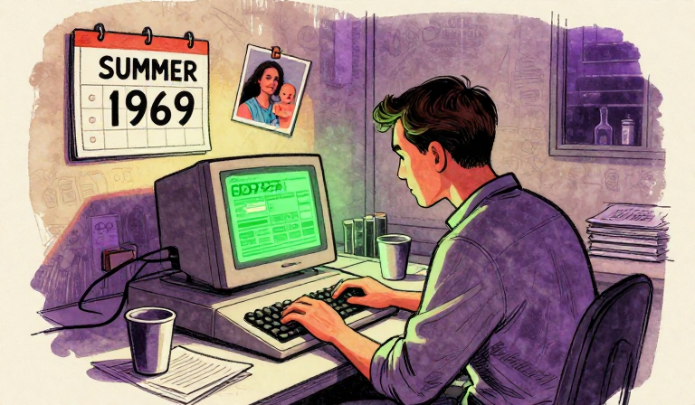 Summer 1969 — Thompson alone with a PDP-7 and three weeks of uninterrupted time