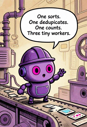 FOREMAN: One sorts. One deduplicates. One counts.