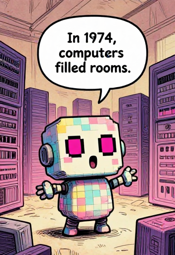 PIXELBOT: In 1974, computers filled rooms.