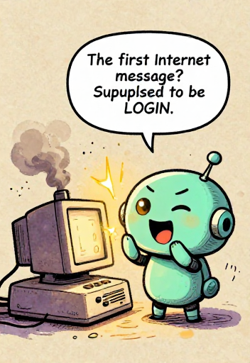 MINTBOT: The first Internet message? Supposed to be LOGIN.