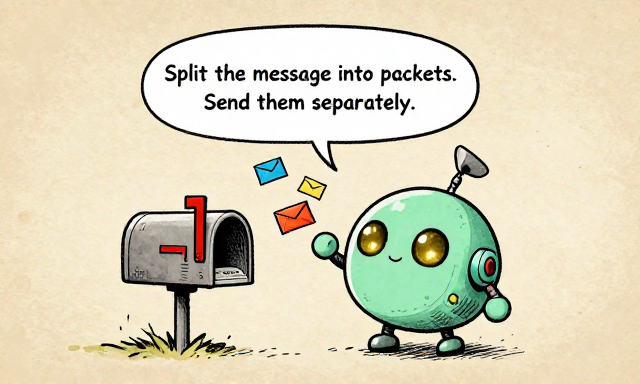 MAILBOT: Split the message into packets. Send separately.