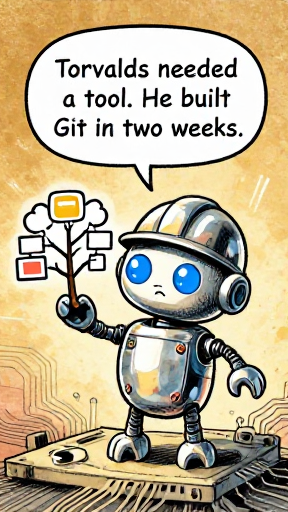 WRENCHBOT: Torvalds needed a tool. He built Git in two weeks.