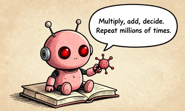 NEURONBOT: Multiply, add, decide. Repeat millions of times.