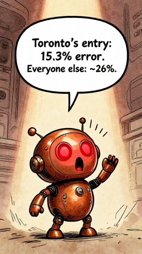 BRONZEBOT: Toronto's entry: 15.3% error. Everyone else: ~26%.