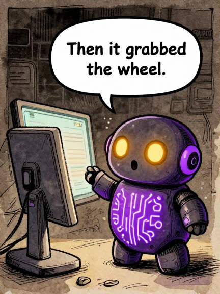 CIRCUITBOT: Then it grabbed the wheel.
