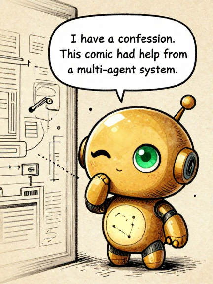 GOLDWINK: I have a confession. This comic had help from a multi-agent system.