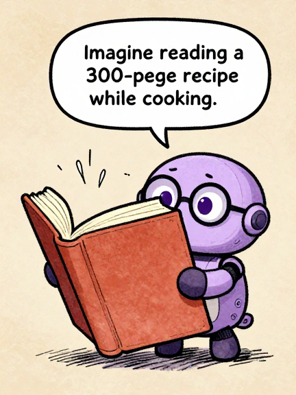 BOOKWORM: Imagine reading a 300-page recipe while cooking.