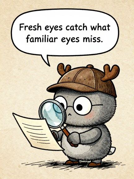 DETECTIVE: Fresh eyes catch what familiar eyes miss.