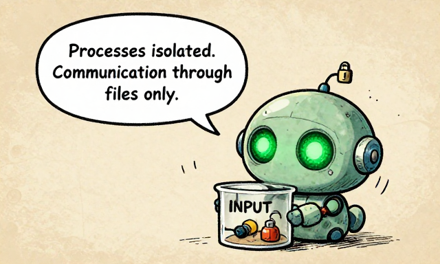 CONTAINERBOT: Processes isolated. Communication through files only.