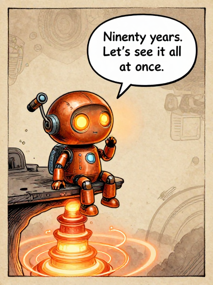 COPPERBOT: Ninety years. Let's see it all at once.