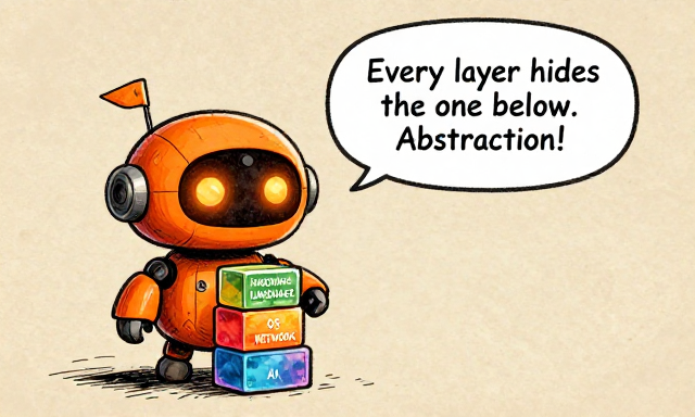 STACKBOT: Every layer hides the one below. Abstraction!